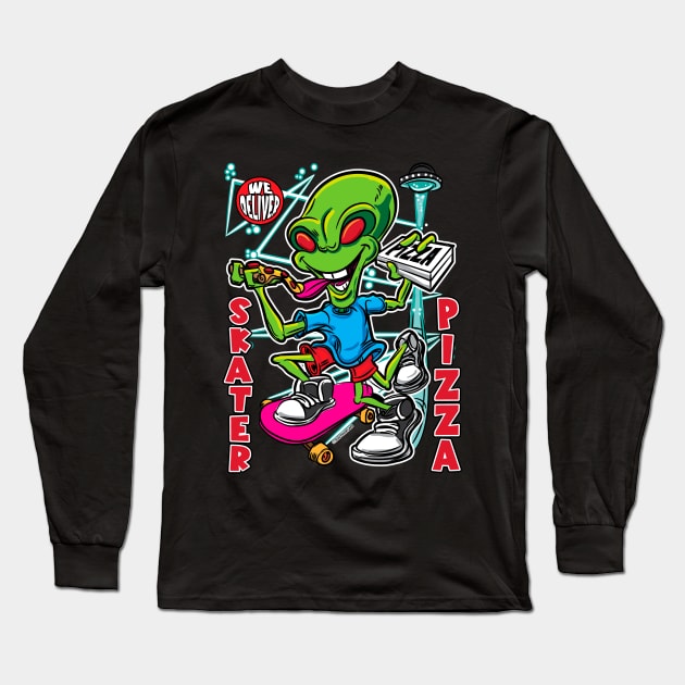 Skater Pizza Long Sleeve T-Shirt by eShirtLabs
